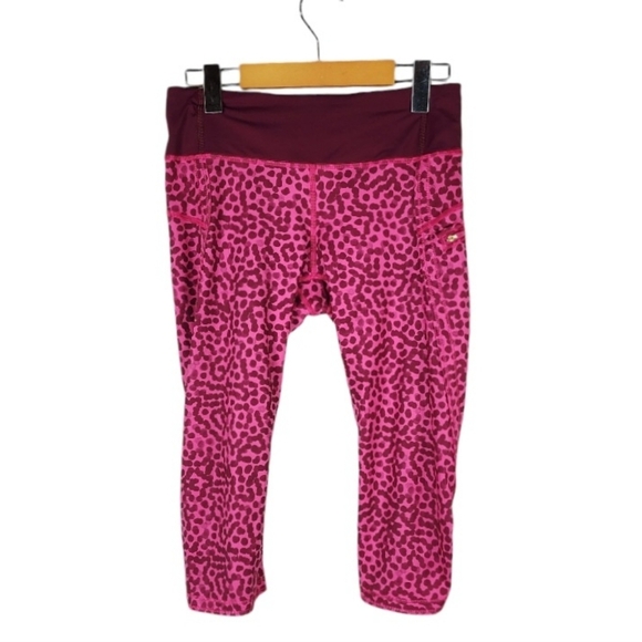 Lululemon Run Top Speed Crop Legging Ace Spot Jewelled Magenta Luxtreme Size 6 - Picture 6 of 16